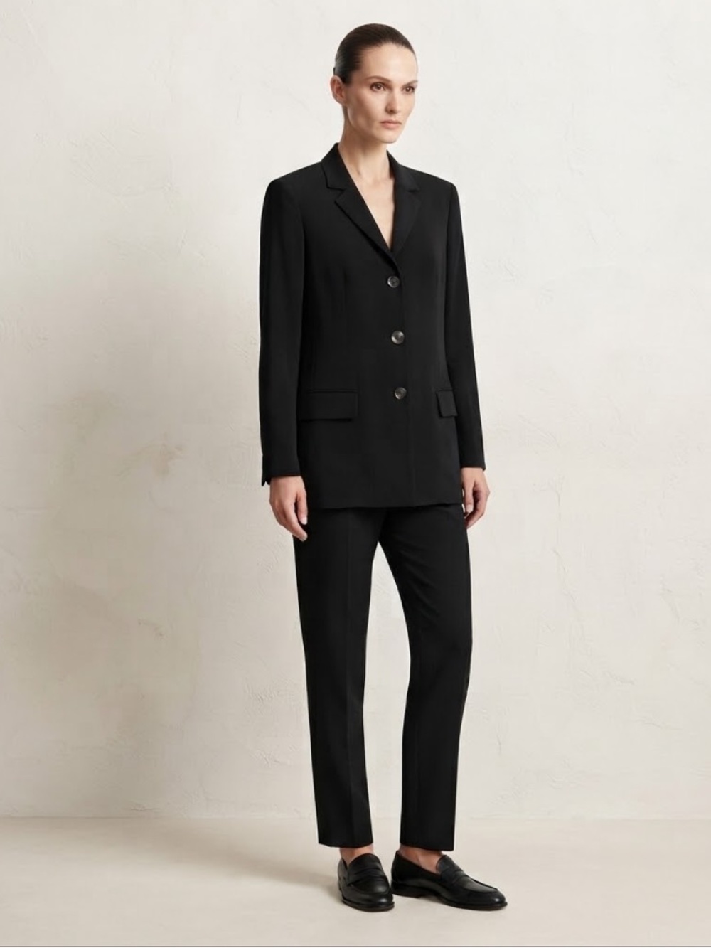 PIAZZA SEMPIONE Women's Black Wool Blend Stretch Blazer Jacket Sz IT 42 US 10